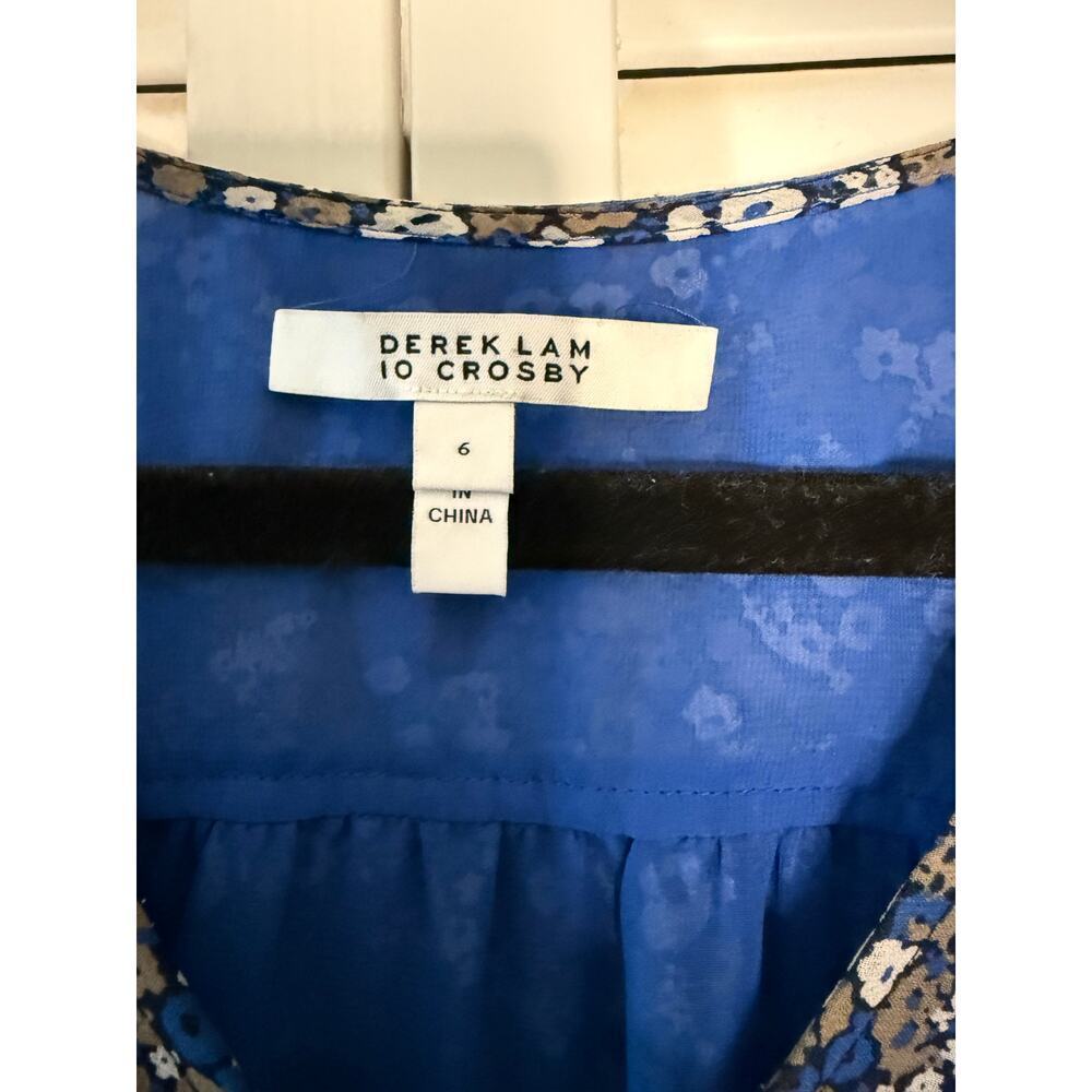Derek Lam 10 Crosby Blue Floral Tiered Sleeveless Dress Sz 6 - Picture 3 of 7